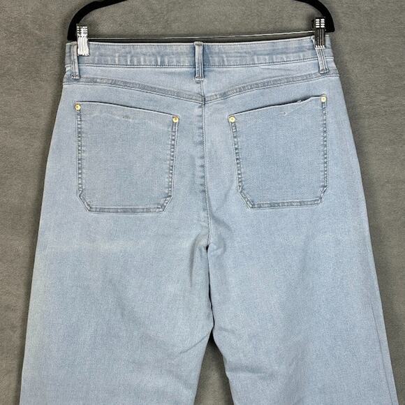 Democracy Absolution Jeans Womens 14 Blue Wide Leg Crop Raw Hem Stretch Pockets - Picture 5 of 14